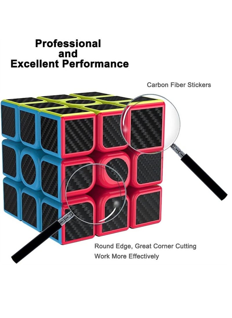 Generic - Rubiks Cube 3x3x3 Speed Cube Smooth Magic Carbon Fiber Sticker Speed Cubes Enhanced Version Black - Image 1
