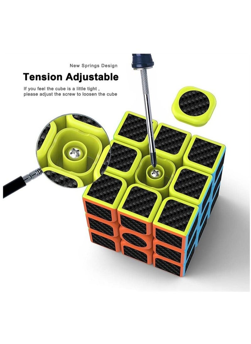 Generic - Rubiks Cube 3x3x3 Speed Cube Smooth Magic Carbon Fiber Sticker Speed Cubes Enhanced Version Black - Image 1