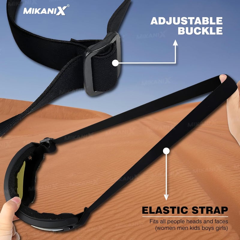 MIKANIX نظارات مIKANIX لركوب الدراجات النارية خوذة نظارات مضادة للخدش | واقي من الأشعة فوق البنفسجية مقاوم للرياح و الغبار لركوب الدراجات، وسباق الطرق الوعرة والأنشطة الخارجية (أسود) - Image 2