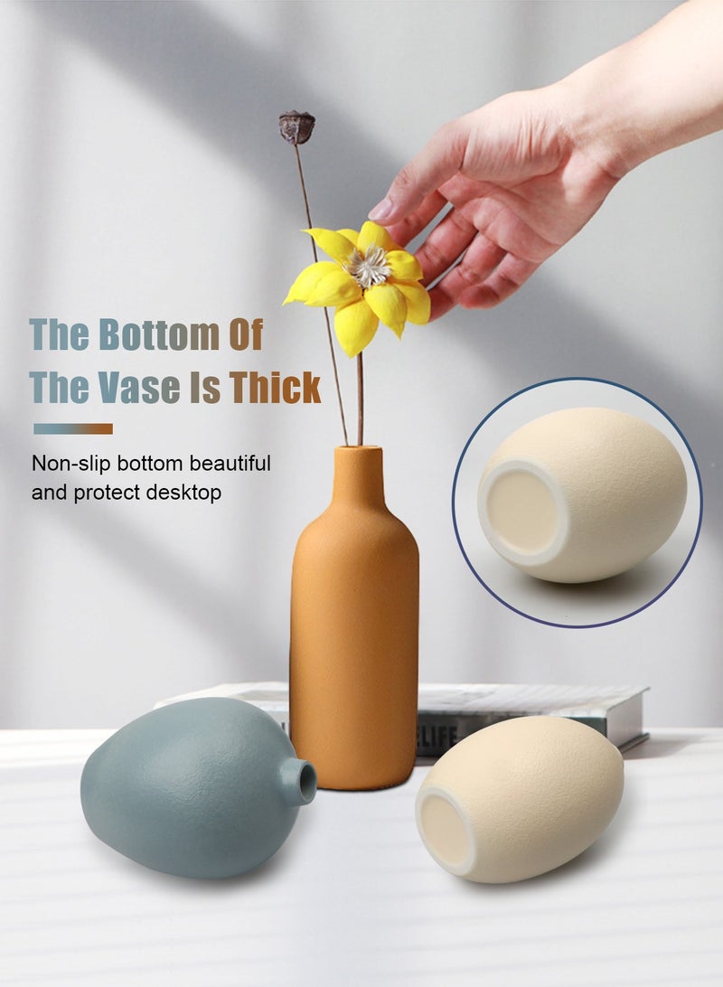 HomarKet Colorful Ceramic Vase Set of 4, Small Rustic Vase for Country Home Decor, Small Vases Minimalism Style for Modern Home Living Room Shelf Table Bookshelf Mantel Entryway Decor - Image 5