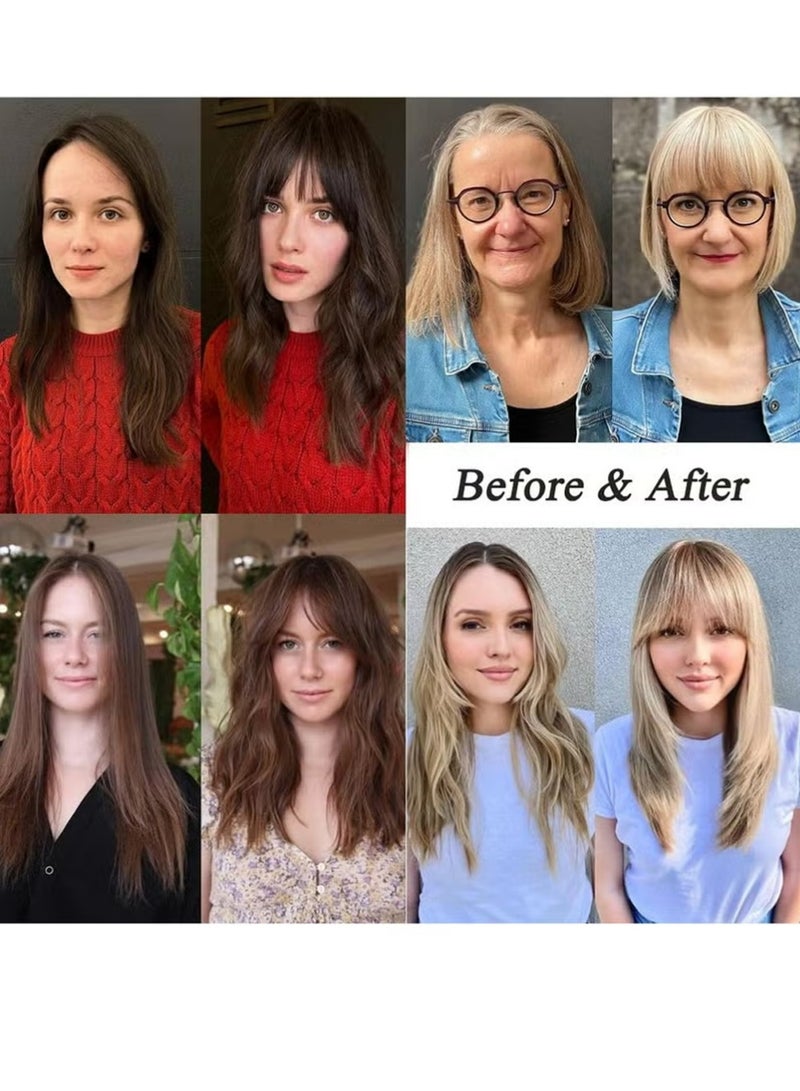 Dougez Clip in Bangs 100% Real Human Hair Extensions Clip on Wispy Bangs for Women Fringe with Temples Hairpieces Dark Brown Color - Image 5