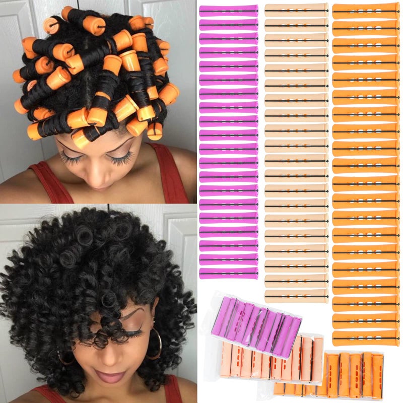 FEEL ME 60 Pieces Cold Wave Non-Slip Rods Set - 3 Sizes Plastic Heatless Perming Curlers for Women's Natural, Long, Medium, and Short Hairstyles - Image 1