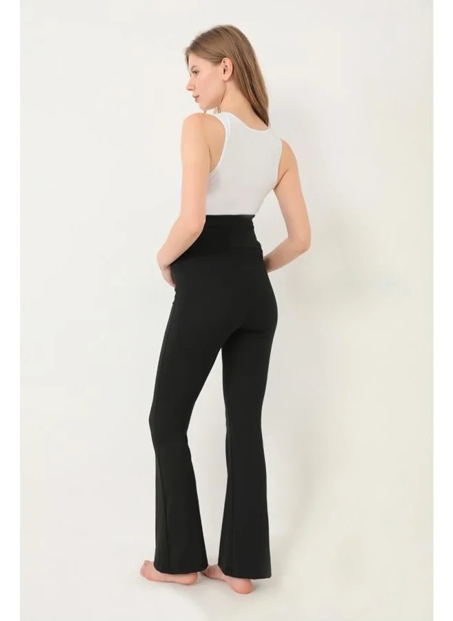 كوتن هيل Black High Waist Maternity Flank Women's Leggings