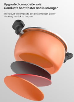 Sharpdo 27*37*22.8None 7L Multifunctional Enamel Micro Pressure Cooker Soup Pot and Stew Pot Orange  - Image 4