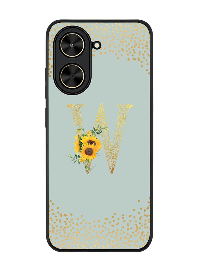 Stylizedd For Xiaomi Poco C71 / Redmi A5 4G Case,Slim fit Camera Protection, Shockproof Thin Phone cover  - Custom Floral Monogram - W  (Light Grey ) - Image 1