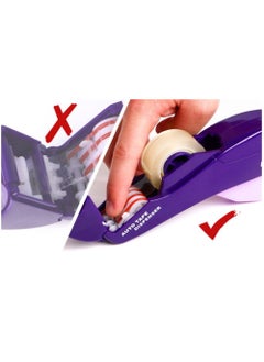 SYOSI Automatic Tape Dispenser, Handheld Tape Dispenser with Auto Cutter, Compatible with 12 mm and 19 mm Tape, 2 PCS, Gray and Purple, Includes 2 Tape Rolls  - Image 5