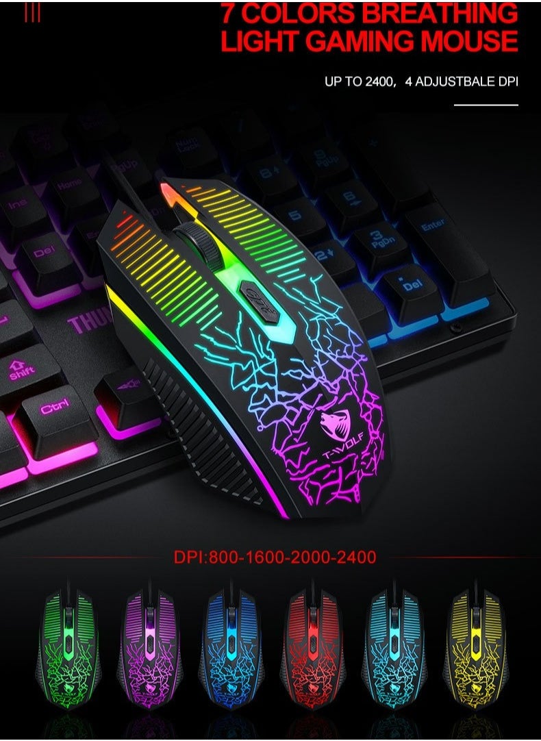 T-WOLF - Mouse Pad, Keyboard, Mouse 3 In 1 Set - Image 1