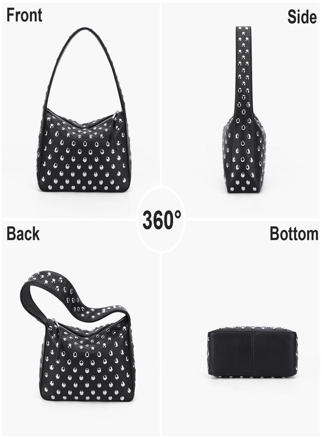 YFGBCX Studded Purses Black Shoulder Bag Y2K Purse for Women Handbag Soft Leather Fall Purse - Image 4