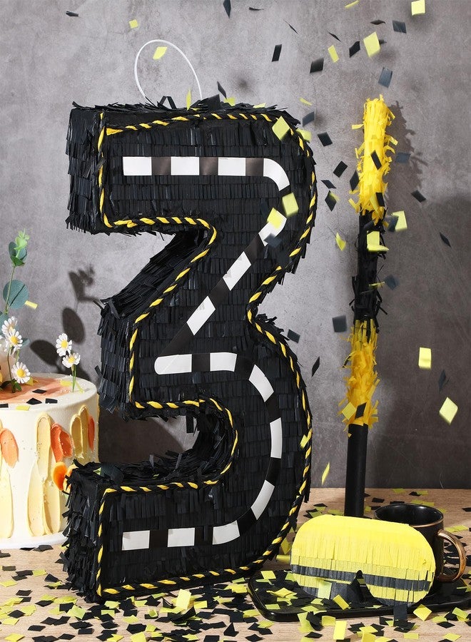 Poen زينة بينياتا من شركة بوين للإنشاءات، بينياتا رقم الطريق مقاس 16 بوصة مع عصا عصابة للعينين وقطع من قصاصات الورق الملونة لحفلات أعياد الميلاد، بينياتا جرار البناء، مستلزمات حفلات أعياد الميلاد، زينة مركزية (رقم 3) - Image 3