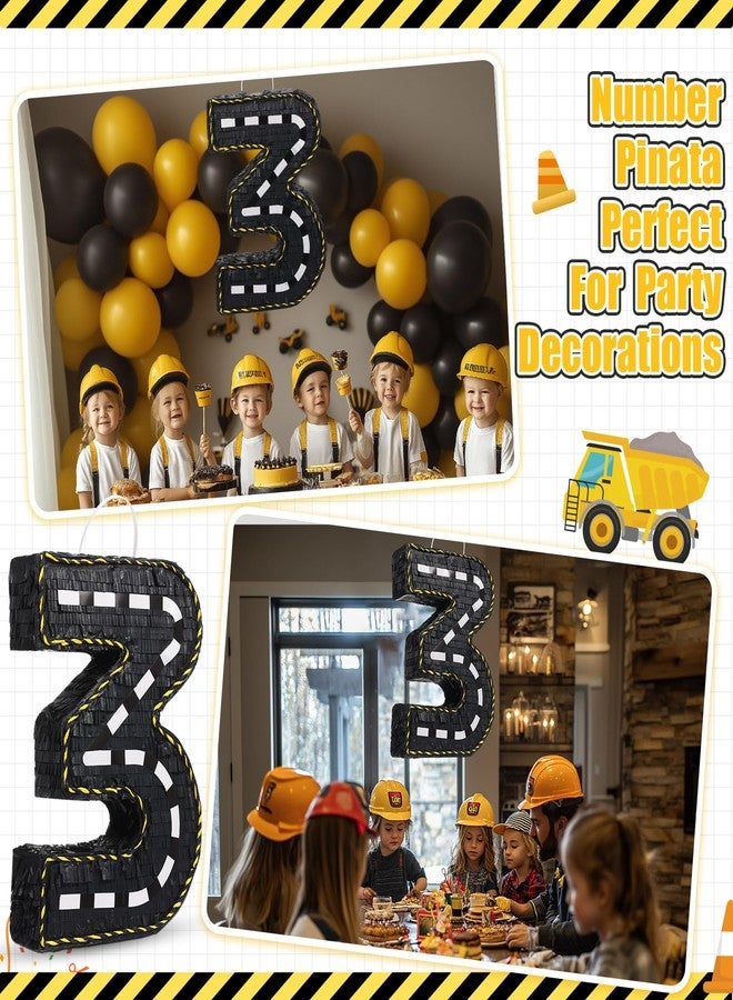 Poen زينة بينياتا من شركة بوين للإنشاءات، بينياتا رقم الطريق مقاس 16 بوصة مع عصا عصابة للعينين وقطع من قصاصات الورق الملونة لحفلات أعياد الميلاد، بينياتا جرار البناء، مستلزمات حفلات أعياد الميلاد، زينة مركزية (رقم 3) - Image 5