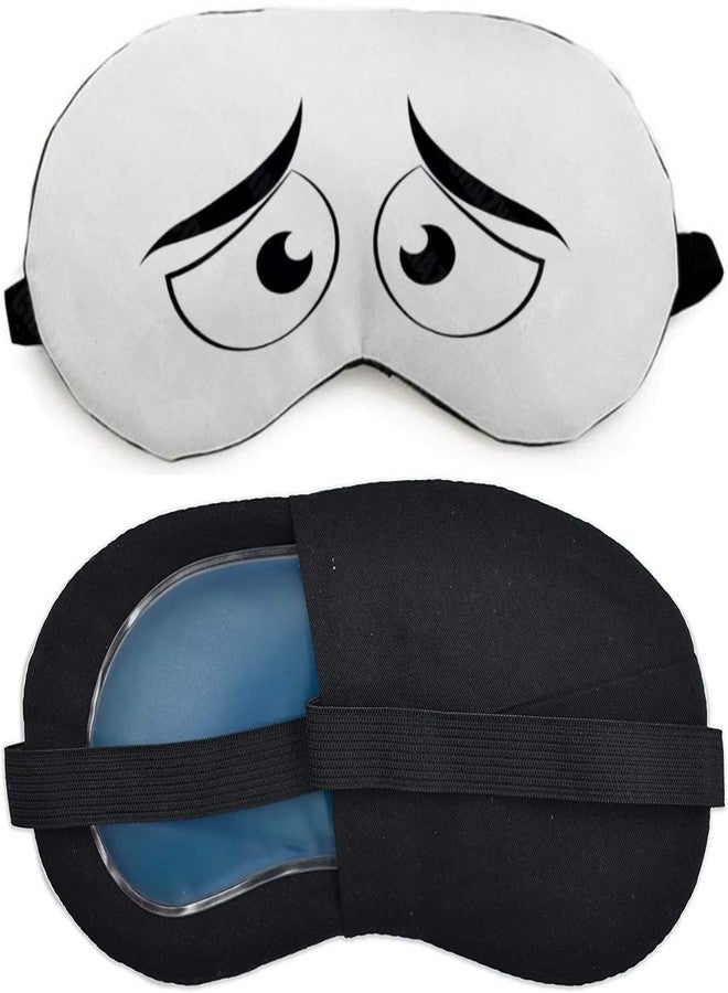 Neev Eye Mask For Sleeping Men Women With Cooling Gel For Night Deep Sleep, Dark Circles, Puffy Eye's, Dry Eyes And Eye Fatigue (Design 4, White) - Image 1