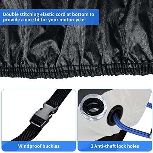 Coverado Motorcycle Cover, Coverado Motorcycle Covers Waterproof Outdoor Storage with Lockholes and Night Reflector, All Weather Waterproof Sun Protection Outdoor Scooter Cover Universal Fit Up to 93" Motors - Image 5