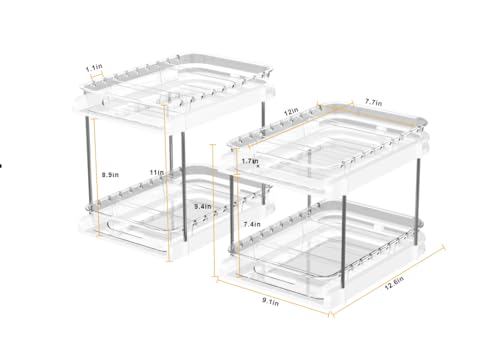 EVERIE 2Tier Pull Out Under Sink Organizers for Kitchen Bathroom Pantry Counter Top Or Cabinet Organizer Pack of 2 - Image 3