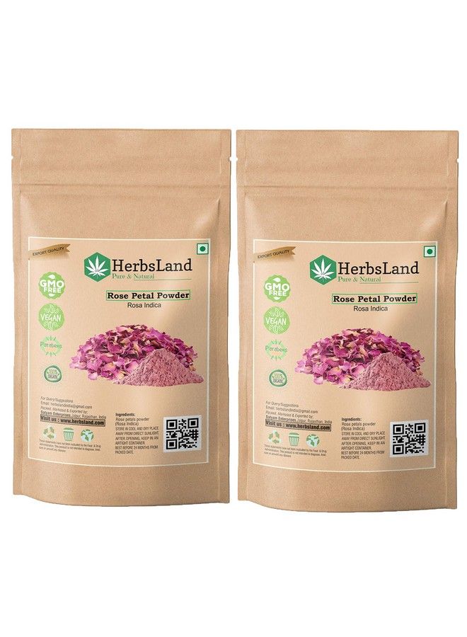 HerbsLand ® 100% Pure And Natural Double Filtered Rose Petal Powder (Rosa Centifolia) For Skin Face Pack ; Face Mask For Fairness ; Tanning & Glowing Skin ; Hair Care (200 Gm)  - Image 1