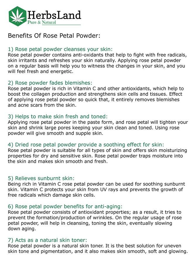 HerbsLand ® 100% Pure And Natural Double Filtered Rose Petal Powder (Rosa Centifolia) For Skin Face Pack ; Face Mask For Fairness ; Tanning & Glowing Skin ; Hair Care (200 Gm)  - Image 4