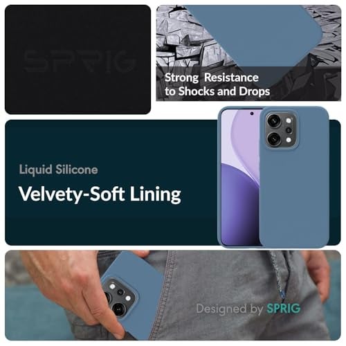 SPRIG Compatible with Oppo Reno 14 Pro Premium SilkTone Back Cover Drop Tested Shock Proof Mobile Case for Men, Women, Boys and Girls with Camera Protection (Denim Blue) - Image 2