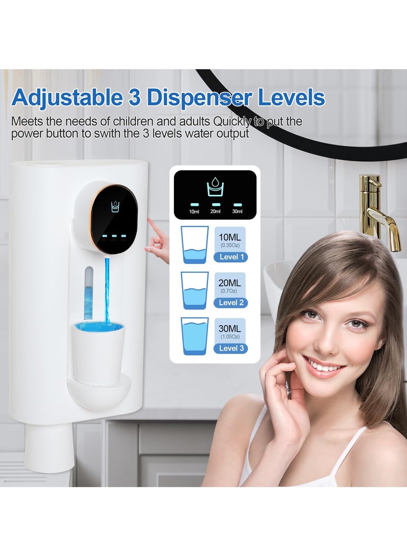 كابتن تيك Automatic Mouthwash Dispenser, 540ml (19Oz) Wall Mounted Mouthwash Dispenser, Touchless Mouthwash Dispenser for Bathroom with 2 Magnetic Cups Perfect for Kids and Adults (White) - Image 3