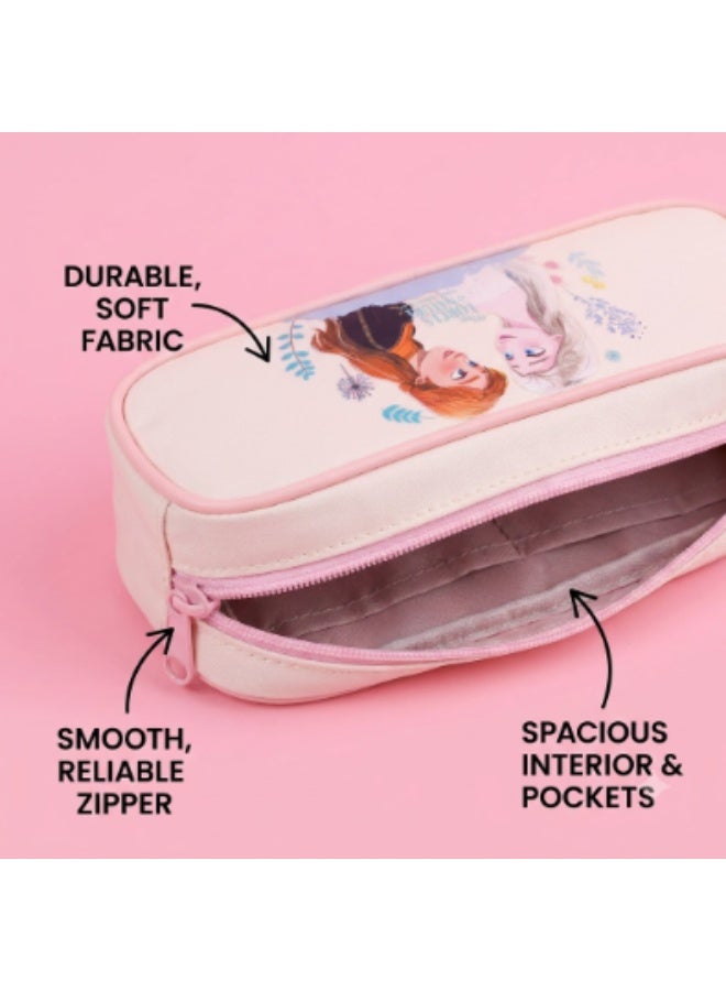 Kidzilla Frozen Character Pink Pencil Case for Girls, Soft Zipper School Stationery Pouch - Image 2