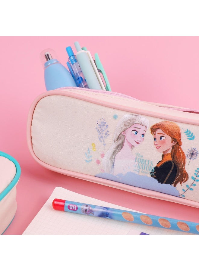 Kidzilla Frozen Character Pink Pencil Case for Girls, Soft Zipper School Stationery Pouch - Image 1