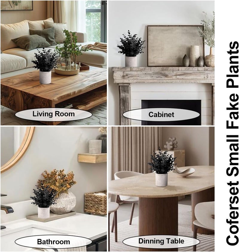 Coferset 2 Pack Black Fake Eucalyptus Plants - Image 4