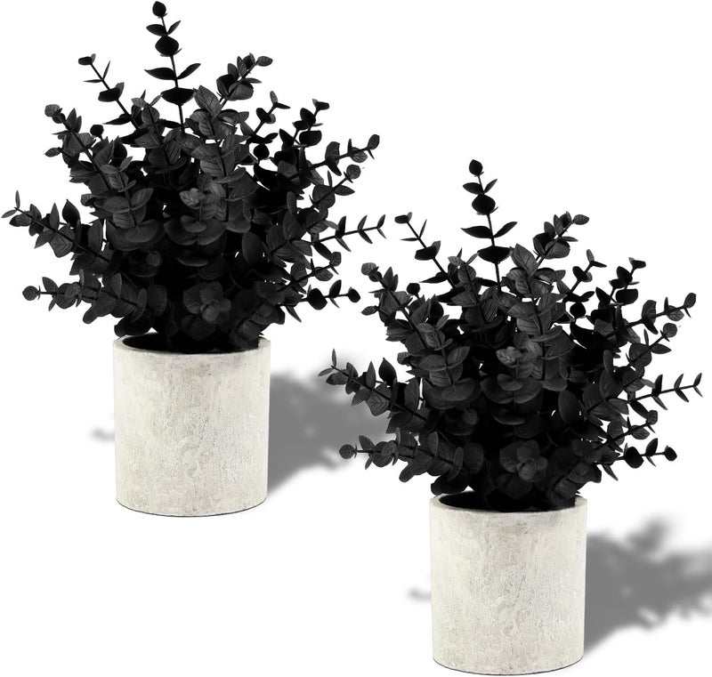 Coferset 2 Pack Black Fake Eucalyptus Plants - Image 1