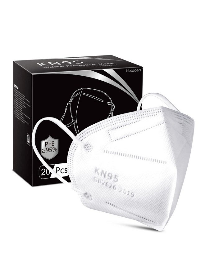Hotodeal Hotodeal KN95 Face Mask 20 PCS,5 Layers Cup Dust Mask Against PM2.5 from Fire Smoke, Dust, for Men, Women, Essential Workers(White)  - Image 1