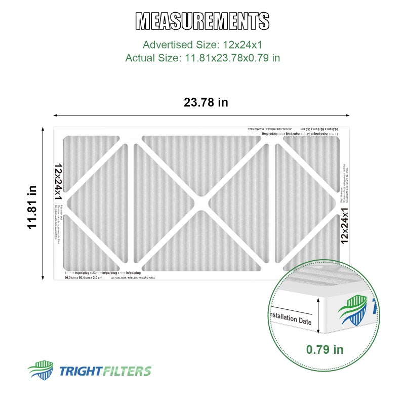 TRIGHTFILTERS 12x24x1 Air Filter 4 Pack, MERV 8 Pleated Dust Defense Air Filters Replacement Air Conditioner HVAC AC Furnace Filter, Durable and Lightweight - Image 2