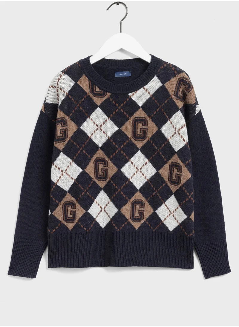 GANT Crew Neck Printed Sweater