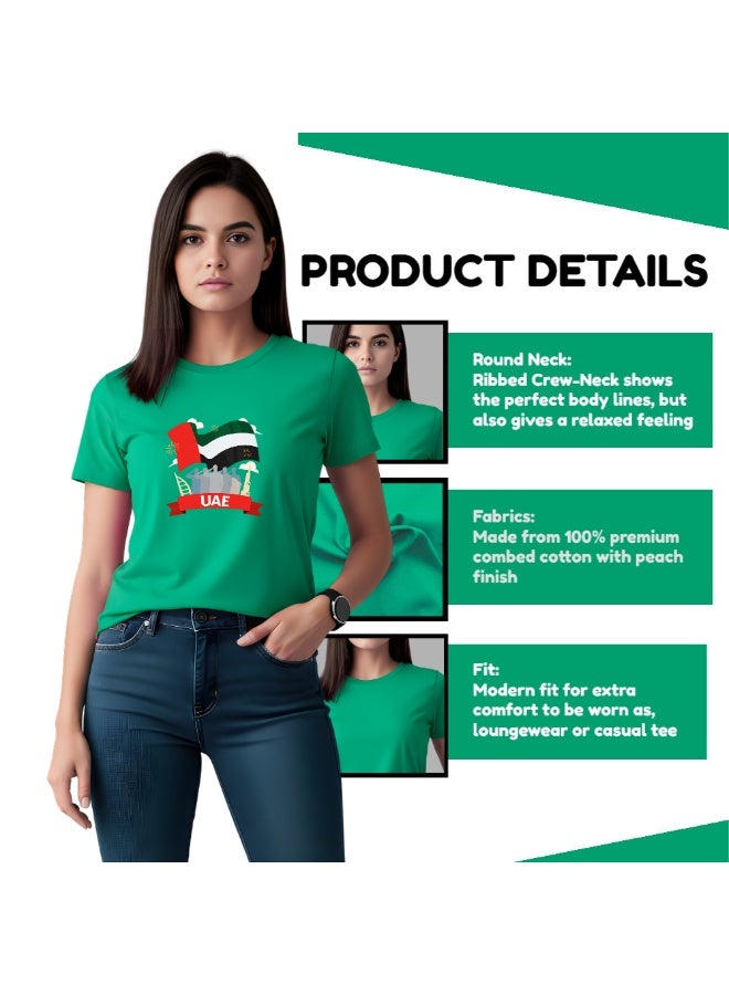 UAE Celebration T-Shirt For Women-Printed Design Short Sleeve Top Tee For Celebrations Day,School Events,&Holidays-Comfortable And Stylish T-Shirt - Image 4