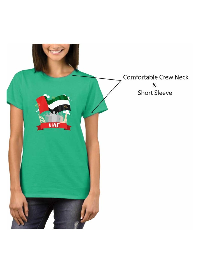 UAE Celebration T-Shirt For Women-Printed Design Short Sleeve Top Tee For Celebrations Day,School Events,&Holidays-Comfortable And Stylish T-Shirt  - Image 5