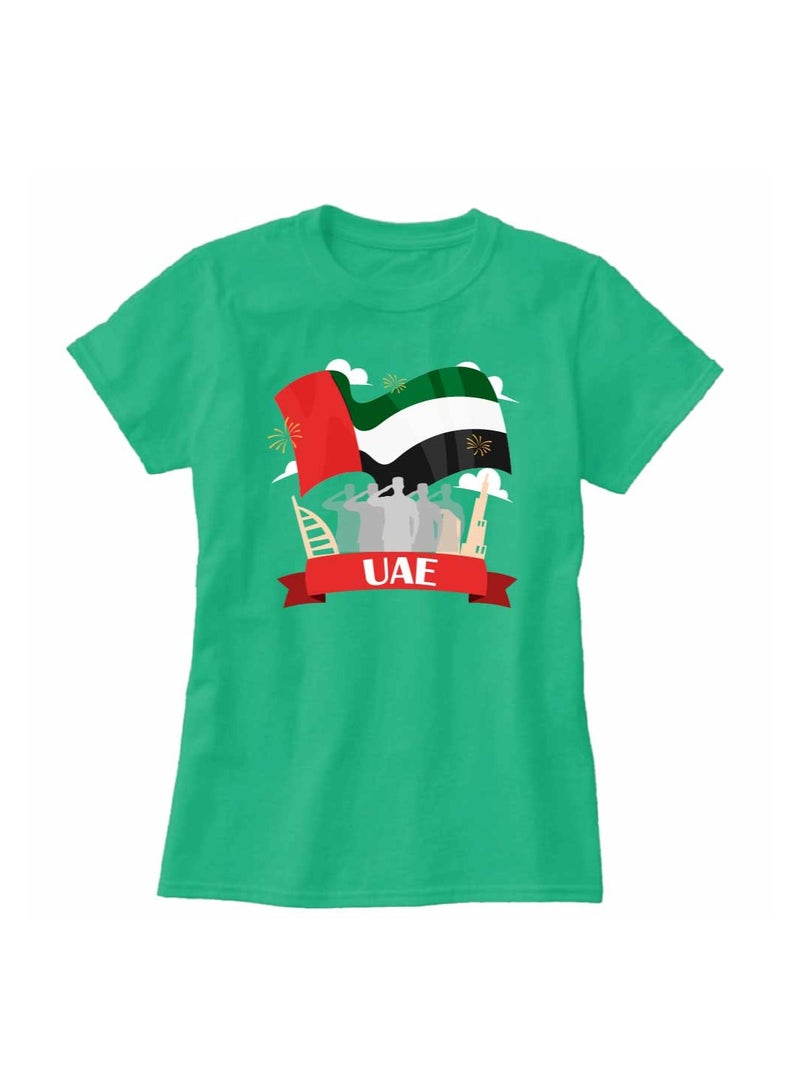 UAE Celebration T-Shirt For Women-Printed Design Short Sleeve Top Tee For Celebrations Day,School Events,&Holidays-Comfortable And Stylish T-Shirt  - Image 3