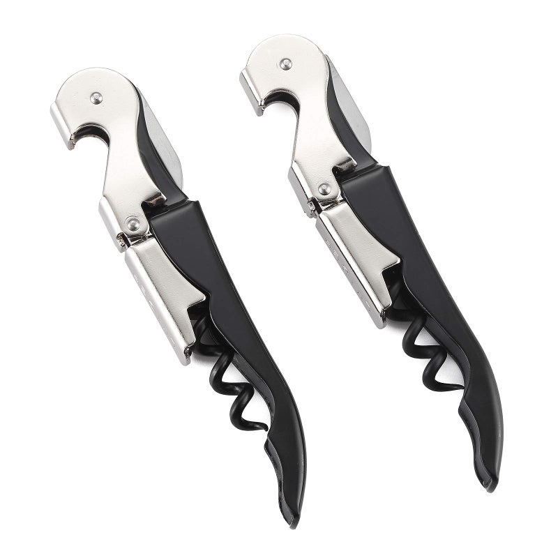 DOSMAMZ Wine Corkscrew Waiter Corkscrew Wine Opener Wine Beer Bottle Opener Threeinone Corkscrew Bottle Opener and Foil Cutter Great for Kitchen Restaurant Bars Waiters 2 PACK