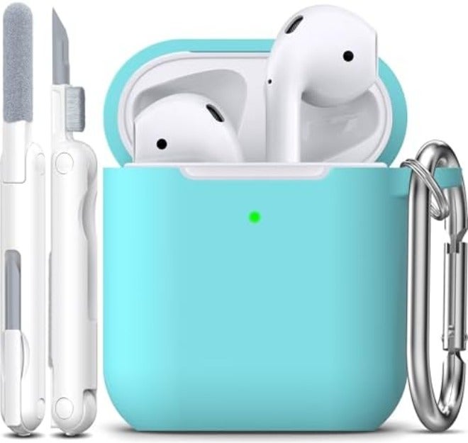 R-fun for AirPods 1/2 Case, Soft Silicone Protective Cover with Keychain and Cleaning Pen, Compatible with AirPods 2nd/1st Generation (2016/2019), Full Drop Protection Cover, Pink - Image 1