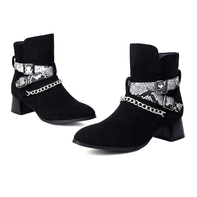 2024 Supply Coarse Middle Heel Women'S Shoes 40-46 Plus Size Foot Chain Low Boots - Image 1