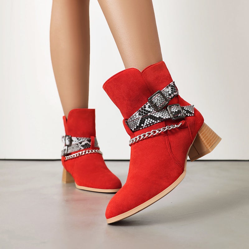 2024 Supply Coarse Middle Heel Women'S Shoes 40-46 Plus Size Foot Chain Low Boots - Image 2