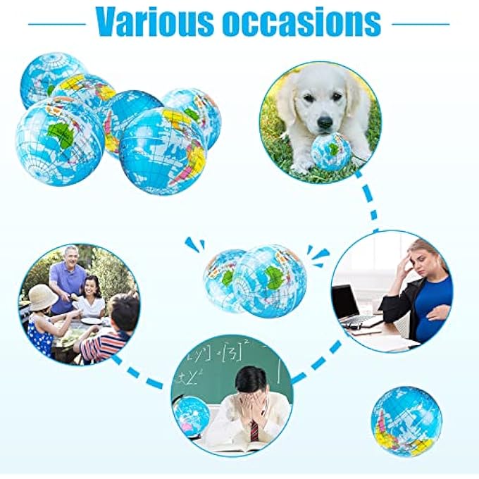 Jizvxe 24 PCS Globe Squeeze Balls,2.5 Inch Globe Bouncy Ball Earth Squishy Ball,Mini Foam Globe Squeeze Stress Balls - Image 5