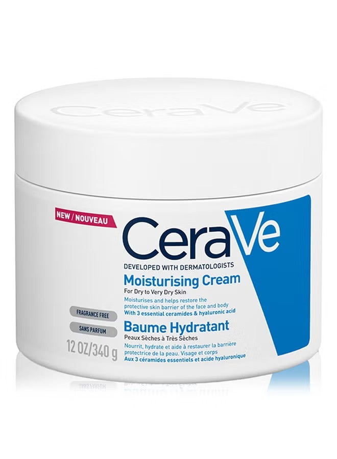 CeraVe Hyaluronic Acid Moisturizing Cream (for dry skin) - 340g | 24-Hour Long-Lasting Hydration - Image 1