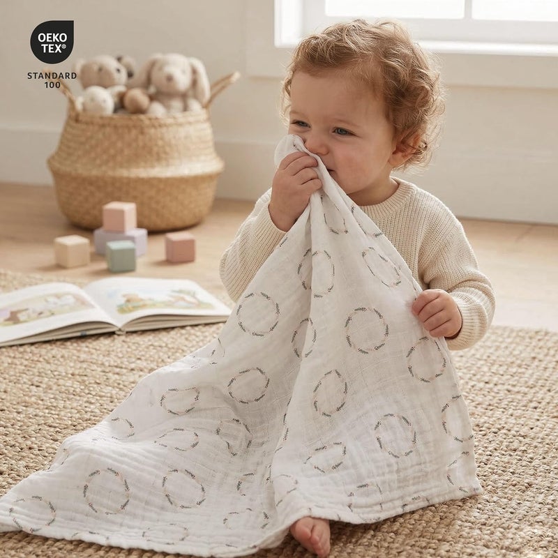 6 Pack Cotton Muslin Swaddle Blankets - Christmas Bear Design - Image 3