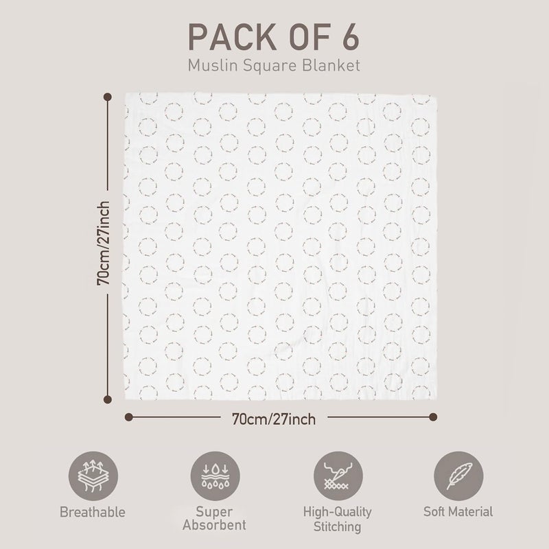 6 Pack Cotton Muslin Swaddle Blankets - Christmas Bear Design - Image 4