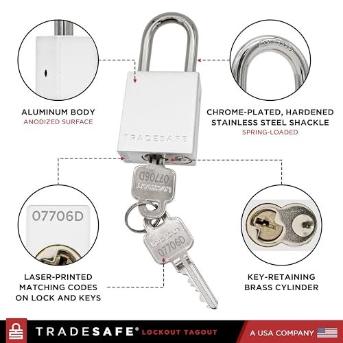 TRADESAFE Lockout Tagout Locks Set - 10 Silver Aluminum Loto Locks, Keyed Different Lock Out Tag Out Padlocks, 2 Keys Per Lockout Padlock, OSHA Compliant - Image 3