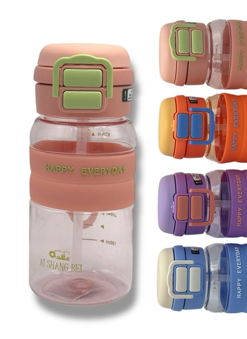 QSHOP - ®One Hand Portable Multi Water Bottle (630ml) Double Lid with Straw and 2 Hole for Direct Drinking Perfect for Daily Use - Image 1