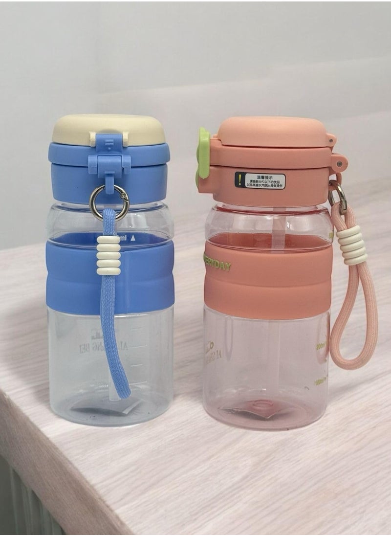 QSHOP - ®One Hand Portable Multi Water Bottle (630ml) Double Lid with Straw and 2 Hole for Direct Drinking Perfect for Daily Use - Image 1