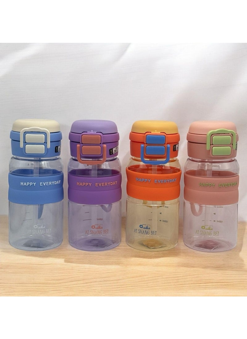QSHOP - ®One Hand Portable Multi Water Bottle (630ml) Double Lid with Straw and 2 Hole for Direct Drinking Perfect for Daily Use - Image 1