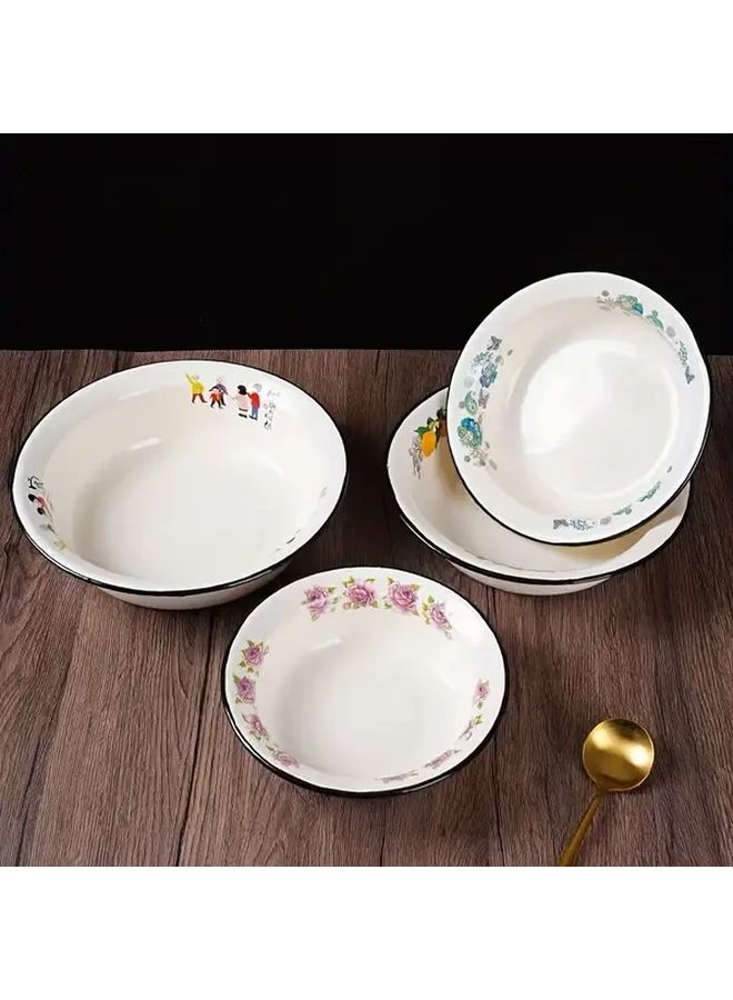 Vintage Pink Roses Floral Enamel Bowls Set Of 2 Heat And Scratch Resistant For Kitchen - Image 2