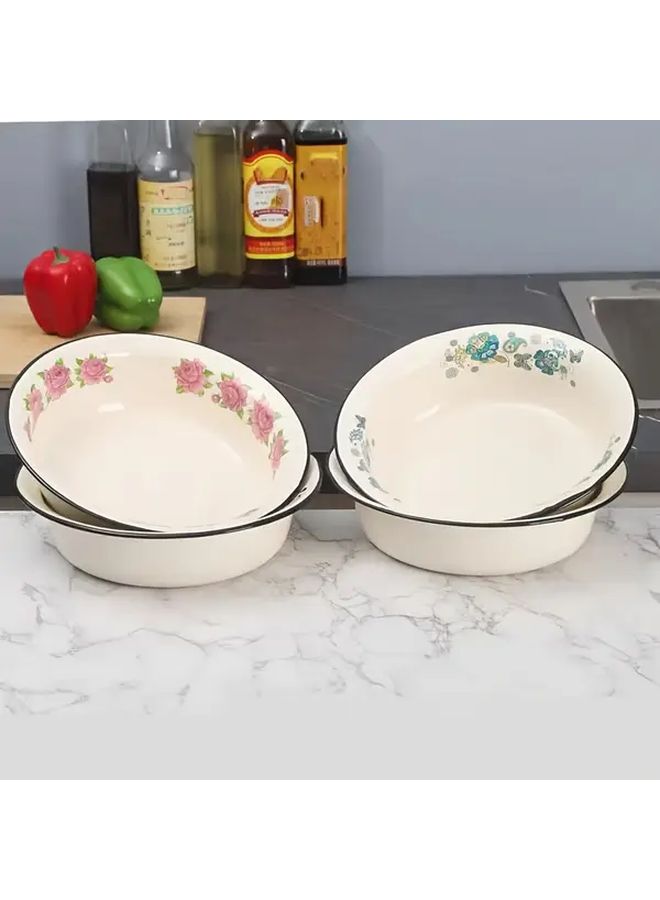 Vintage Pink Roses Floral Enamel Bowls Set Of 2 Heat And Scratch Resistant For Kitchen - Image 1