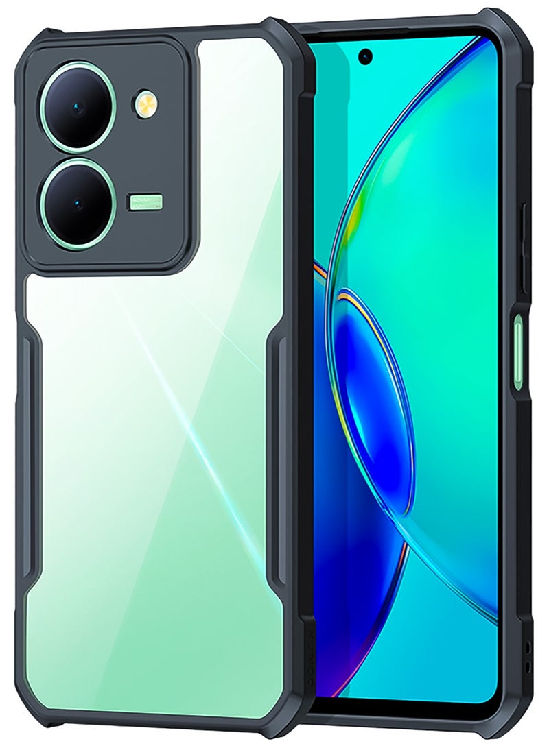 Protective Case for ViVO Y36 5G TPU Surround Shockproof Airbags with Camera Lens Protection, PC Black Clear Anti-Fingerprint Mobile Back Cover, 6.64-inch Anti-Yellowing Slim Fit Phone Cases - Image 1