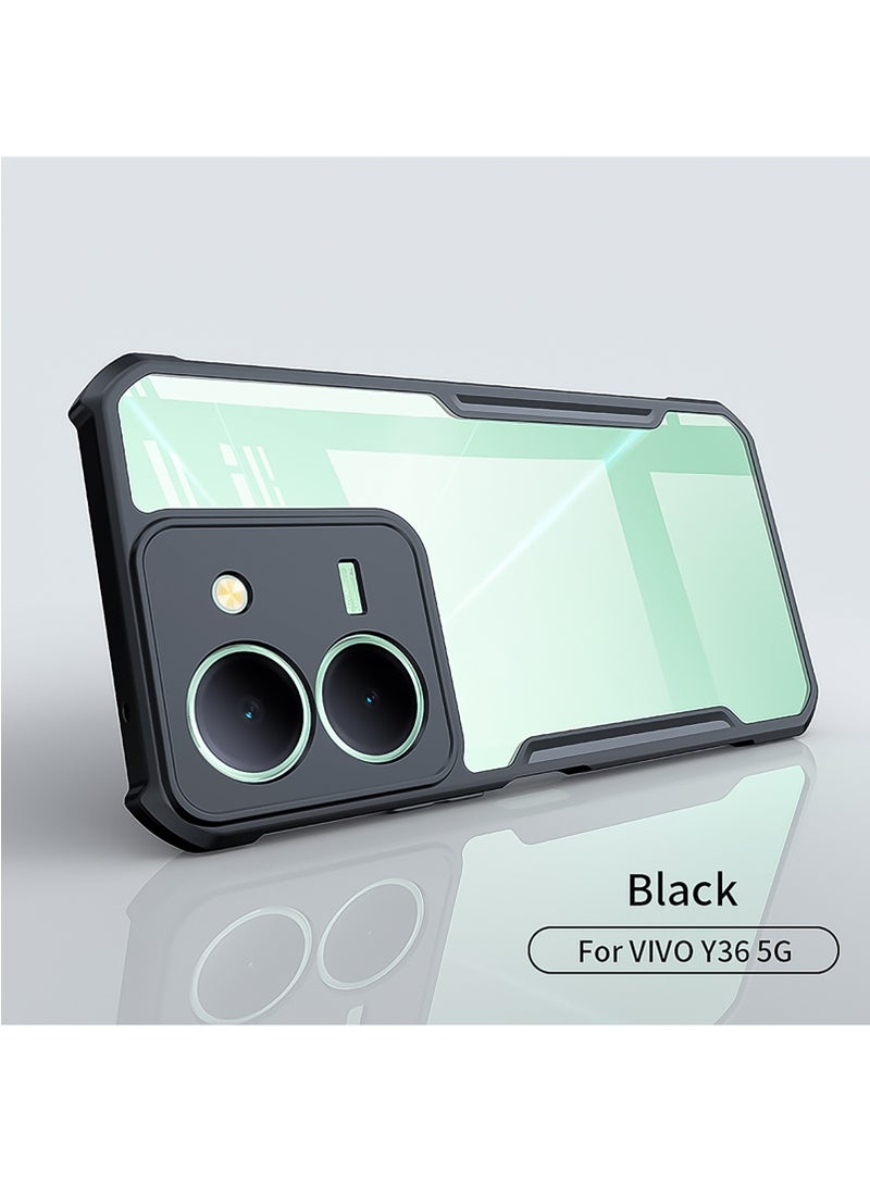 Protective Case for ViVO Y36 5G TPU Surround Shockproof Airbags with Camera Lens Protection, PC Black Clear Anti-Fingerprint Mobile Back Cover, 6.64-inch Anti-Yellowing Slim Fit Phone Cases - Image 5