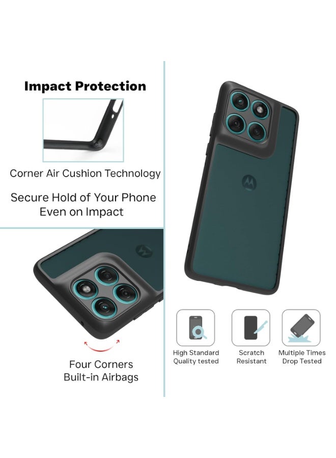 Case Cover Shockproof Hard PC Back Soft TPU Frame Matte Black Slim Protective Cover Compatible with  Moto EDGE 60 FUSION ( Black) - Image 5