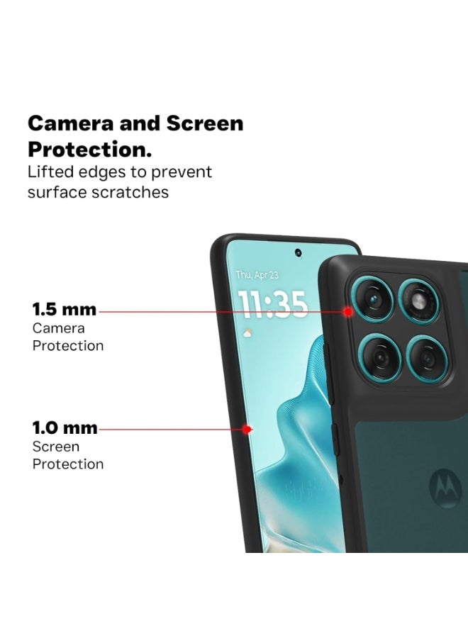 Case Cover Shockproof Hard PC Back Soft TPU Frame Matte Black Slim Protective Cover Compatible with  Moto EDGE 60 FUSION ( Black) - Image 3