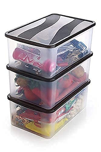 KD ZONE Bread box Plastic jars Container for kitchen Multi Storage container with Lid Pack of 3 Set Black Lid2000ml - Image 1